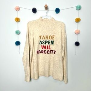 Lou & Grey Ski City Taupe Mockneck Sweater